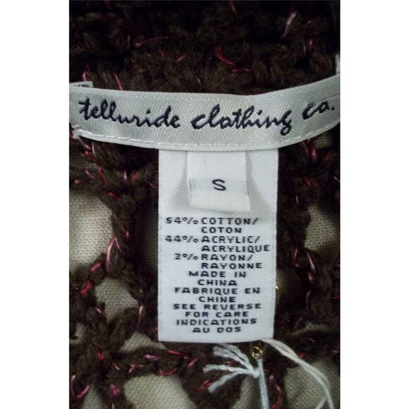 Telluride Clothing Co. Brown & Pink Rosecliff Open Knit Cardigan Sweater S NWT - Picture 11 of 11